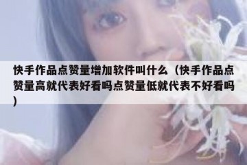 快手作品点赞量增加软件叫什么（快手作品点赞量高就代表好看吗点赞量低就代表不好看吗）