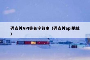 码支付API签名字符串（码支付api地址）