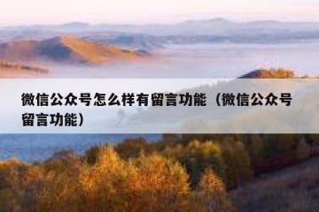 微信公众号怎么样有留言功能（微信公众号 留言功能）