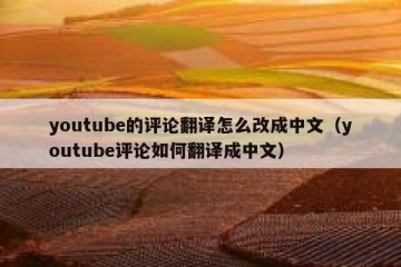 youtube的评论翻译怎么改成中文（youtube评论如何翻译成中文）