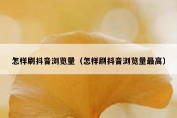 怎样刷抖音浏览量（怎样刷抖音浏览量最高）