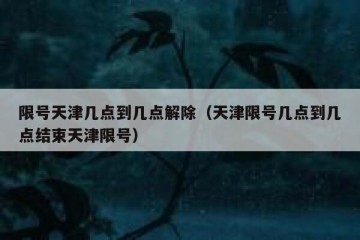 限号天津几点到几点解除（天津限号几点到几点结束天津限号）