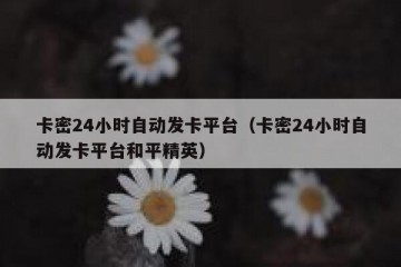 卡密24小时自动发卡平台（卡密24小时自动发卡平台和平精英）