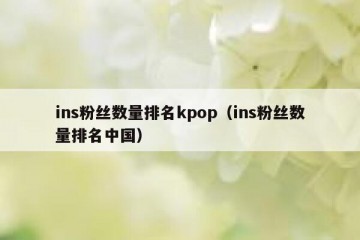 ins粉丝数量排名kpop（ins粉丝数量排名中国）