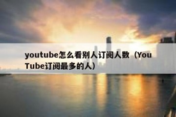 youtube怎么看别人订阅人数（YouTube订阅最多的人）