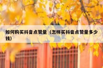 如何购买抖音点赞量（怎样买抖音点赞量多少钱）