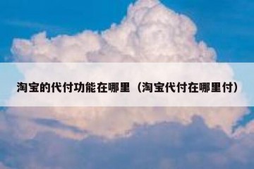 淘宝的代付功能在哪里（淘宝代付在哪里付）