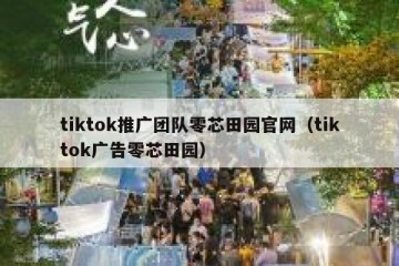 tiktok推广团队零芯田园官网（tiktok广告零芯田园）
