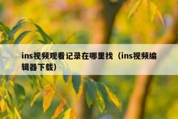 ins视频观看记录在哪里找（ins视频编辑器下载）