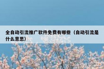 全自动引流推广软件免费有哪些（自动引流是什么意思）