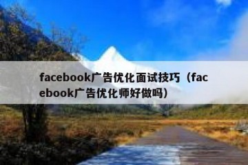 facebook广告优化面试技巧（facebook广告优化师好做吗）