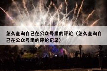 怎么查询自己在公众号里的评论（怎么查询自己在公众号里的评论记录）