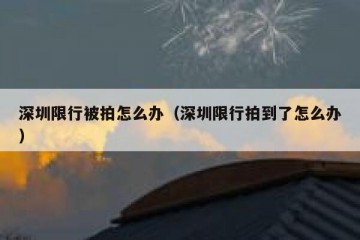 深圳限行被拍怎么办（深圳限行拍到了怎么办）