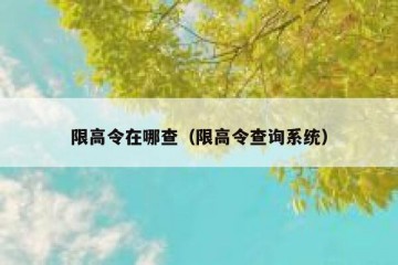 限高令在哪查（限高令查询系统）
