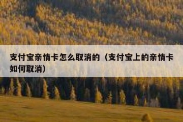 支付宝亲情卡怎么取消的（支付宝上的亲情卡如何取消）