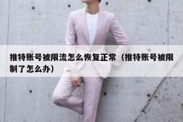 推特账号被限流怎么恢复正常（推特账号被限制了怎么办）
