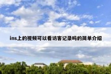 ins上的视频可以看访客记录吗的简单介绍