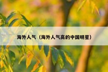 海外人气（海外人气高的中国明星）