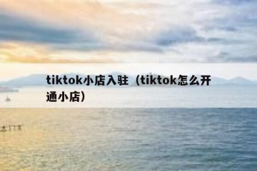 tiktok小店入驻（tiktok怎么开通小店）