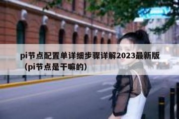 pi节点配置单详细步骤详解2023最新版（pi节点是干嘛的）