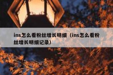 ins怎么看粉丝增长明细（ins怎么看粉丝增长明细记录）