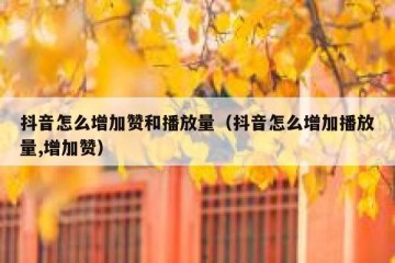 抖音怎么增加赞和播放量（抖音怎么增加播放量,增加赞）