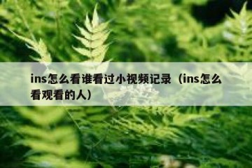 ins怎么看谁看过小视频记录（ins怎么看观看的人）