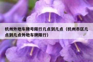 杭州外地车牌号限行几点到几点（杭州市区几点到几点外地车牌限行）