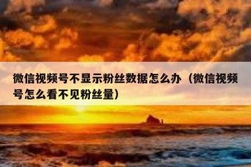 微信视频号不显示粉丝数据怎么办（微信视频号怎么看不见粉丝量）