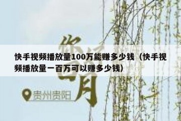 快手视频播放量100万能赚多少钱（快手视频播放量一百万可以赚多少钱）