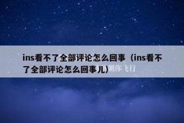 ins看不了全部评论怎么回事（ins看不了全部评论怎么回事儿）