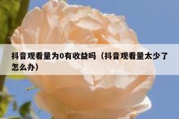 抖音观看量为0有收益吗（抖音观看量太少了怎么办）