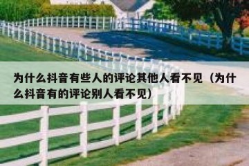为什么抖音有些人的评论其他人看不见（为什么抖音有的评论别人看不见）