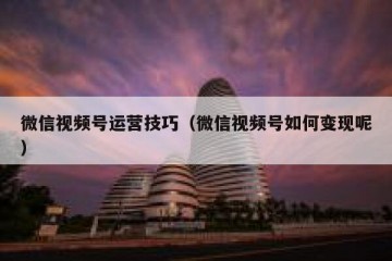 微信视频号运营技巧（微信视频号如何变现呢）