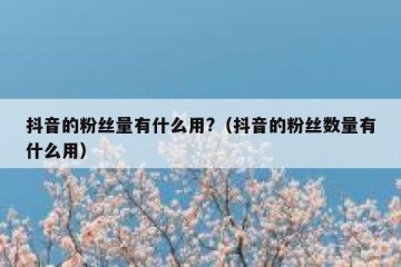 抖音的粉丝量有什么用?（抖音的粉丝数量有什么用）
