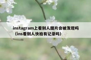 instagram上看别人图片会被发现吗（ins看别人快拍有记录吗）