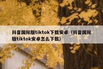 抖音国际版tiktok下载安卓（抖音国际版tiktok安卓怎么下载）