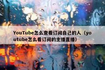 YouTube怎么查看订阅自己的人（youtube怎么看订阅的主播直播）