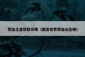 赞加之速获取攻略（魔兽世界赞加山在哪）