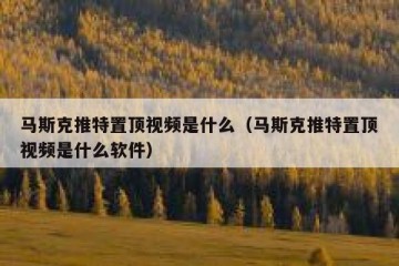 马斯克推特置顶视频是什么（马斯克推特置顶视频是什么软件）