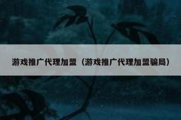 游戏推广代理加盟（游戏推广代理加盟骗局）