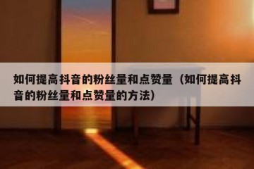 如何提高抖音的粉丝量和点赞量（如何提高抖音的粉丝量和点赞量的方法）