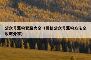 公众号涨粉套路大全（微信公众号涨粉方法全攻略分享）