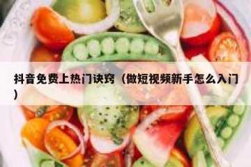 抖音免费上热门诀窍（做短视频新手怎么入门）
