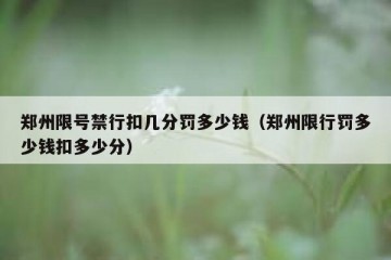 郑州限号禁行扣几分罚多少钱（郑州限行罚多少钱扣多少分）