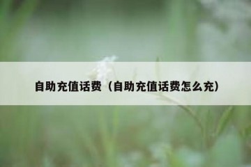 自助充值话费（自助充值话费怎么充）