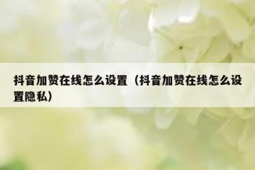 抖音加赞在线怎么设置（抖音加赞在线怎么设置隐私）