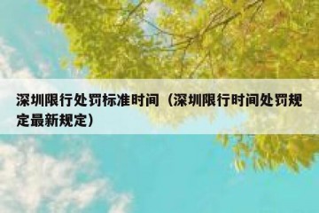 深圳限行处罚标准时间（深圳限行时间处罚规定最新规定）