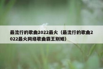 最流行的歌曲2022最火（最流行的歌曲2022最火网络歌曲霸王别姬）