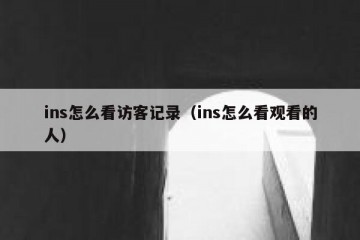 ins怎么看访客记录（ins怎么看观看的人）